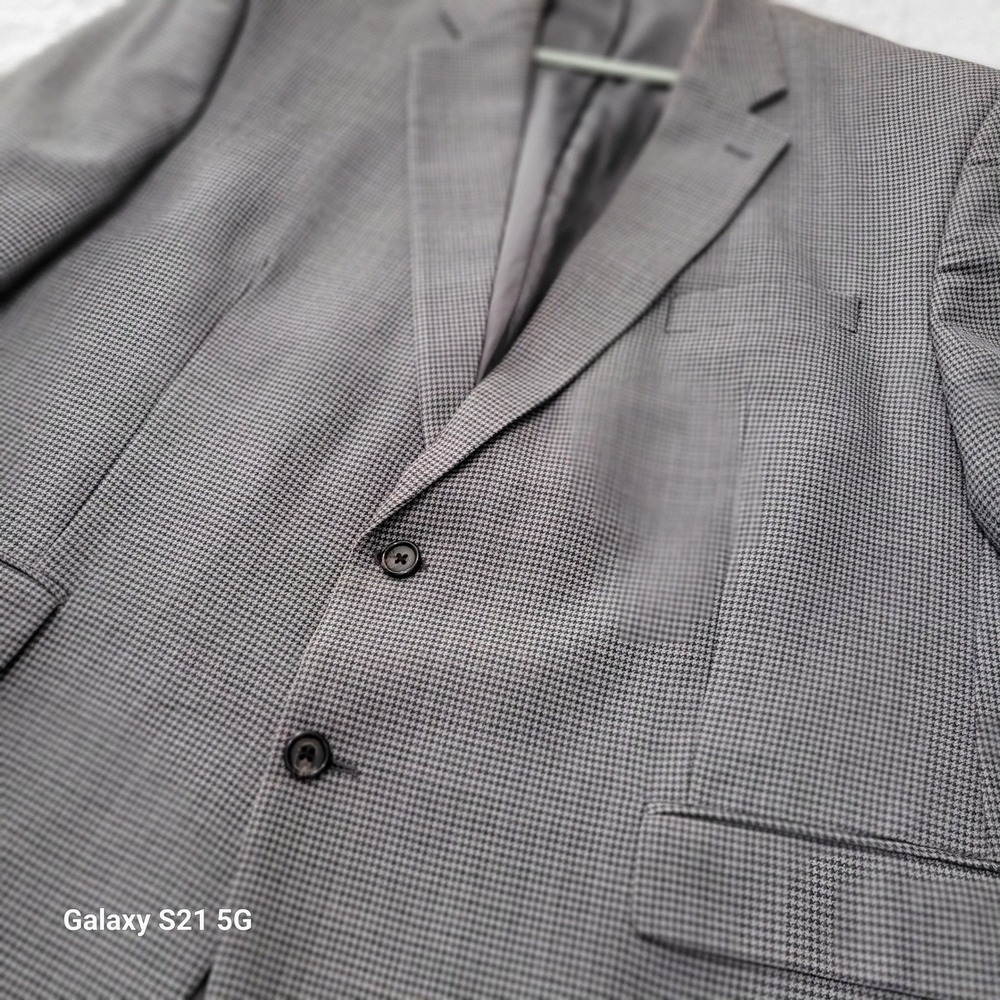 Lauren Ralph Lauren Mens 48R Silk Wool Houndstooth Blazer Grey Sport Coat
